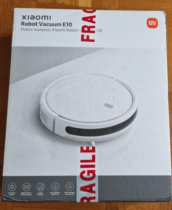 Xiaomi Robot Vacuum E10 comes in a large cardboard box