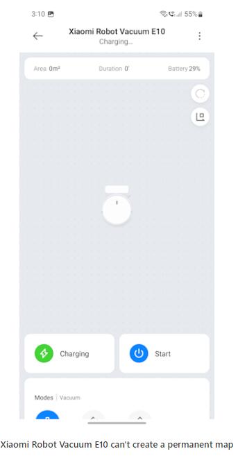 Xiaomi Robot Vacuum E10 can’t create a permanent map