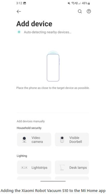 Adding the Xiaomi Robot Vacuum S10 to the Mi Home app