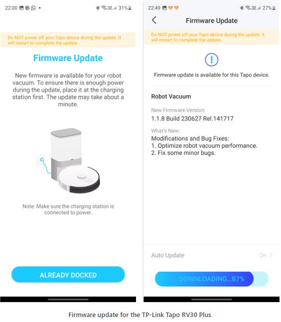 Firmware update for the TP-Link Tapo RV30 Plus