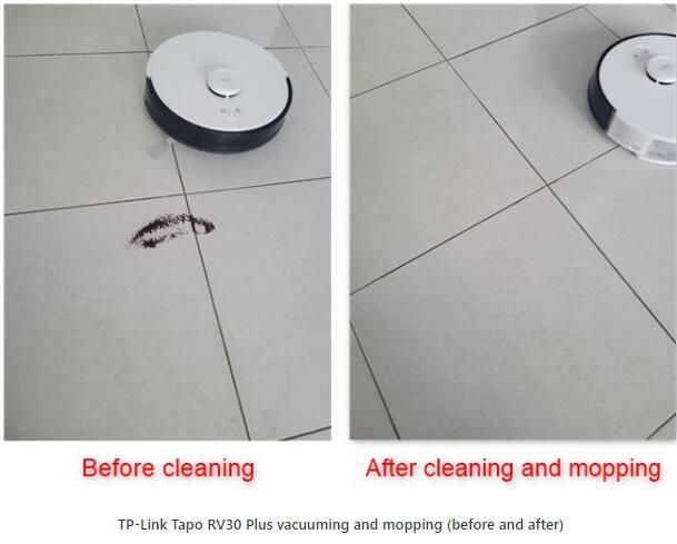 TP-Link Tapo RV30 Plus vacuuming and mopping (before and after)