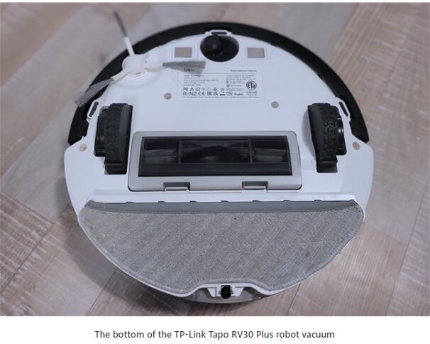 The bottom of the TP-Link Tapo RV30 Plus robot vacuum