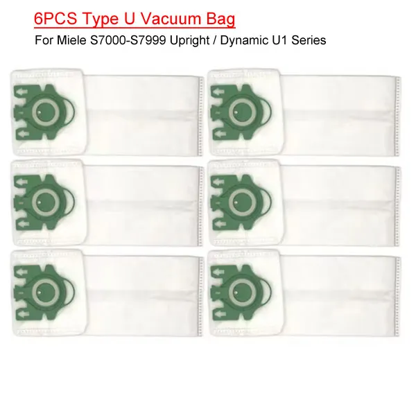  6Pcs Type U Vacuum Bags Compatible For Miele S7000-S7999 Upright And Dynamic U1 Series Upright 
