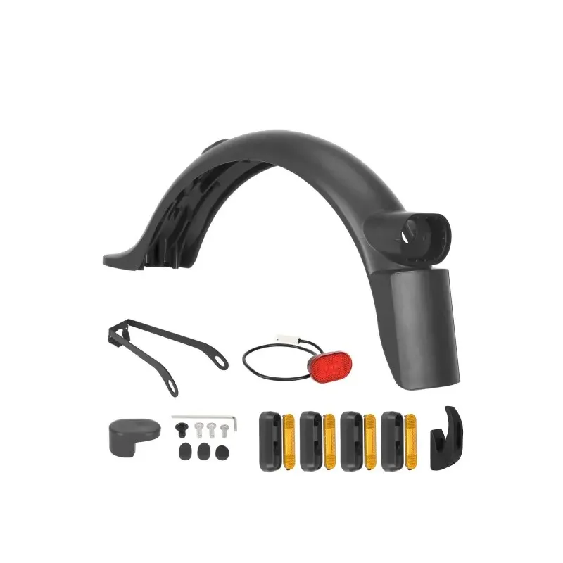 Electric Scooter Gray Rear Fender Kit with Light, Metal Bracket, Hook, Black Reinforced Storage Hook, Reinforced Refitting Gray Decorative Shells and Yellow Reflector Bars for M365 Pro/Pro2 Scooter