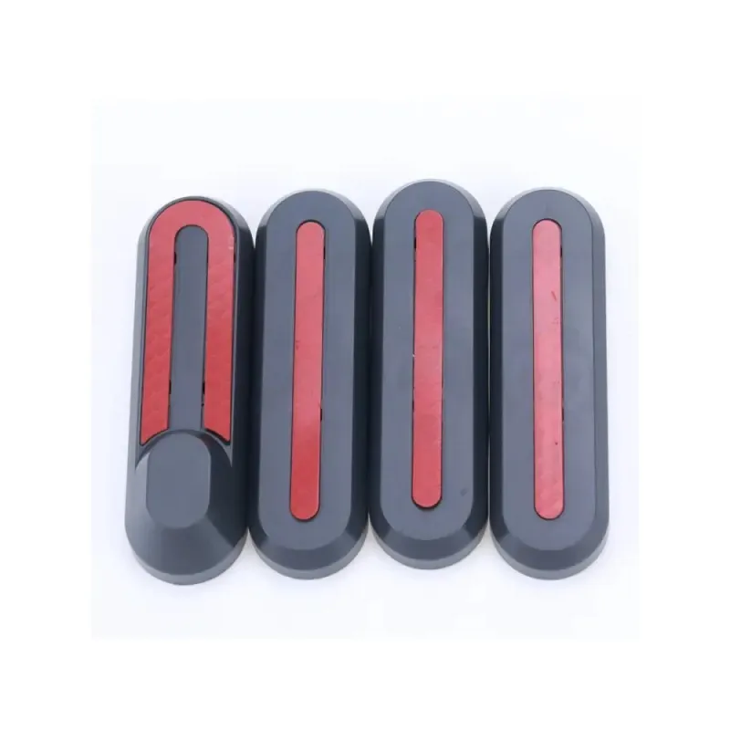 Xiaomi M365 Gray Plastic Parts With Red Reflective Strips 4 Piece Set With 10 Screws Xiaomi Scooter M365 Protective Cover With Straight u-Shaped Adhesive Stickers Four Front And Rear Wheel Protective Plastic Blocks