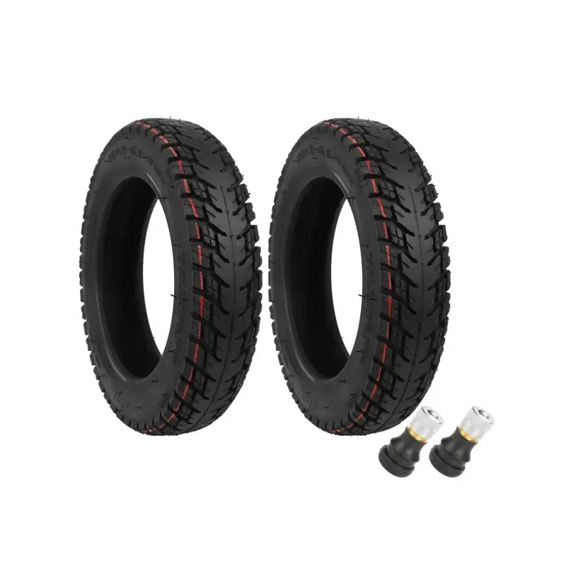 2 Sets Ulip 10*2-6.1 Off-road Tubeless Tire with Valve 2 Sets for Xiaomi M365/Pro/Pro 2/1S/3 Scooters 10 Inch Scooter Tubeless Tyre Off-road Vacuum Tyre