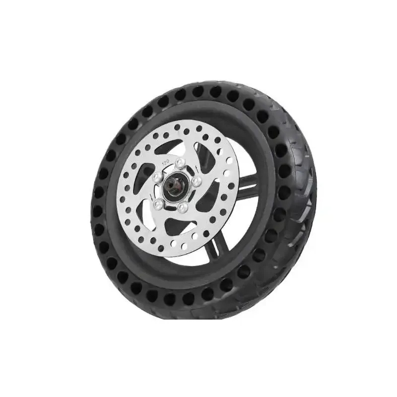 8 1/2*2 Wheel Rim+Solid Tire+120mm Brake Disc for Xiaomi Pro and Pro 2 Scooter Xiaomi Electric Scooter M365 Wheel and Tire Integrated 5-Hole Original Wheel with Honeycomb Solid Tire 8.5-inch Rubber Explosion-Proof Air-Free Hollow Tire