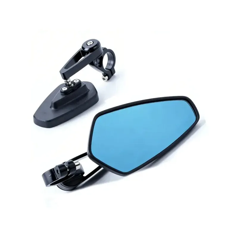 1 Pair Universal Motorcycle Electric Scooter Aluminum Blue Mirrors Handle Bar End 7/8" 22mm Mirrors Handlebar Bar End Mirror Blue Glass CNC Aluminum Motorbike Scooter E-bike Side Mirrors