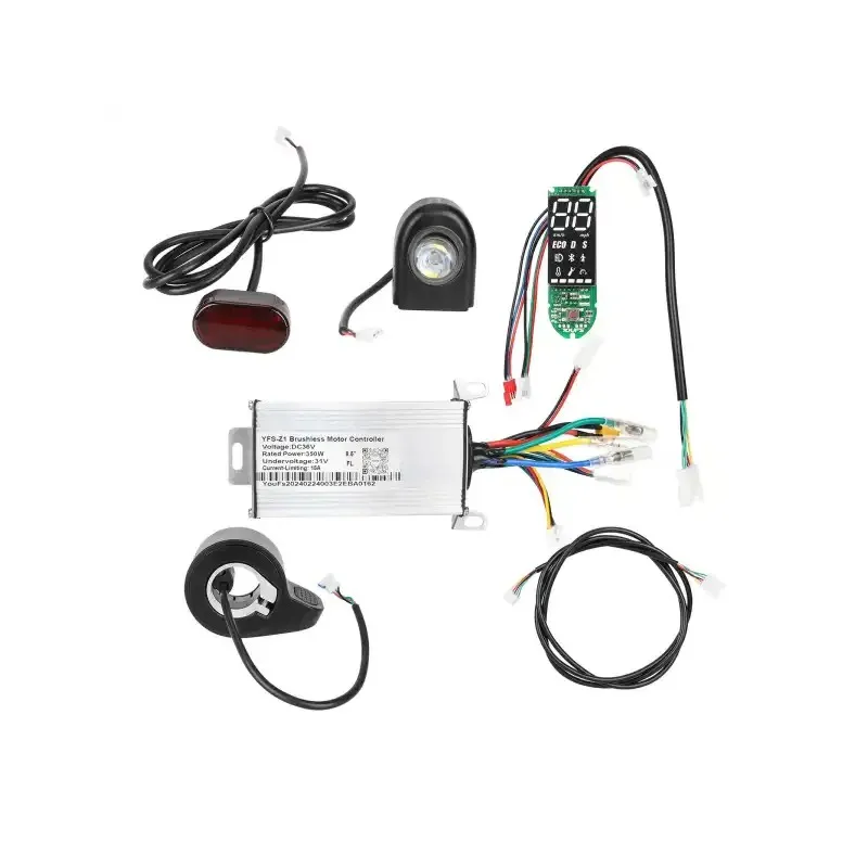 6 PCS Electric Scooter Controller Set with Throttle Headlight and Taillight Contfoller Circuit Board Black Electric Throttle Headlight Taillight Dashboard with Power Cable for Clone Xiaomi Electric Scooter Spare Parts and Accessories