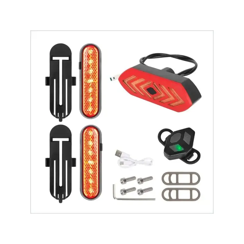 Ulip Red 2 Sets of Rechargeable Turn Signal Lights and 1 Set of Turn Signal Tail Lights With Remote Control for Xiaomi M365 1S Scooter Light Kit