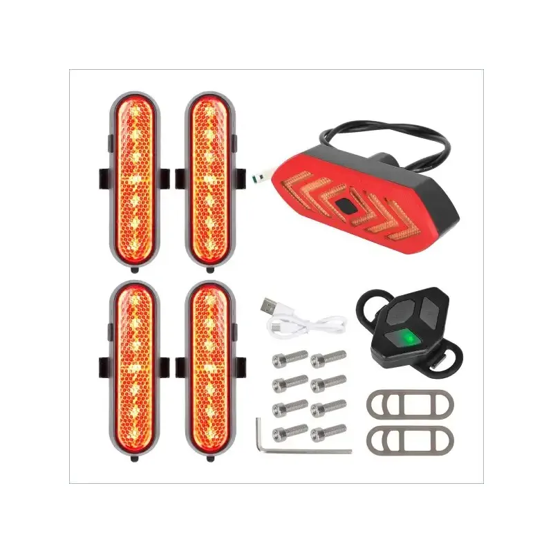 Ulip Red 4 Sets of Rechargeable Turn Signal Light and Turn Signal Tail Light With Remote Control for Xiaomi M365 1s Scooters Replacement Parts