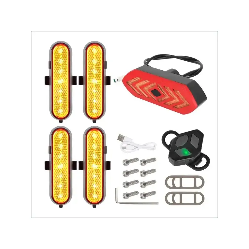 Ulip Yellow 4 Sets of Rechargeable Turn Signal Light and Turn Signal Tail Light With Remote Control for Xiaomi M365 1S Scooters Lighting Kit
