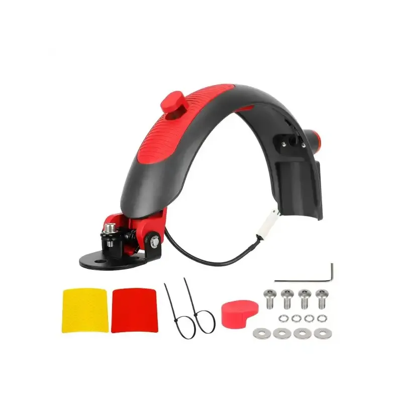 Grey-red Ulip Metal Fender High-end Rear Mudguard with Brake Aluminum Alloy Tail Lights and Reflective Sticker for Xiaomi M365 pro pro2 1S Lite Mi 3 Electric Scooter and Swagger 5 Scooter