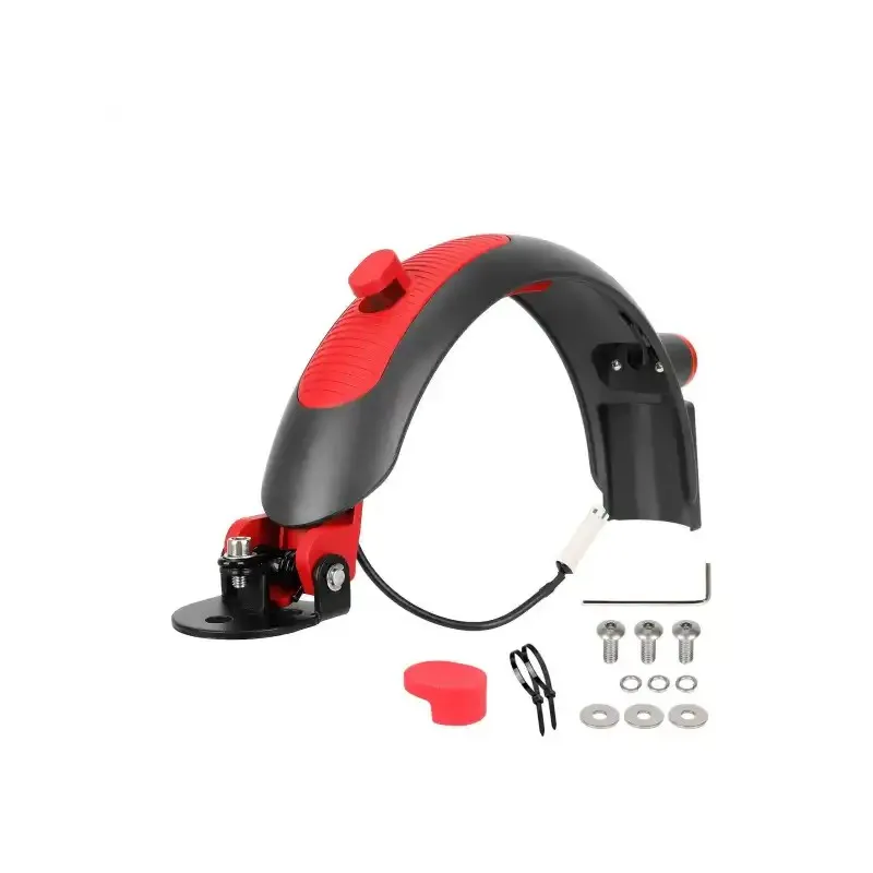 Grey-red Ulip Metal Fender High-end Rear Mudguard with Brake Aluminum Alloy Tail Lights for Xiaomi M365 pro pro2 1S Lite Mi 3 Electric Scooter and Swagger 5 Scooter