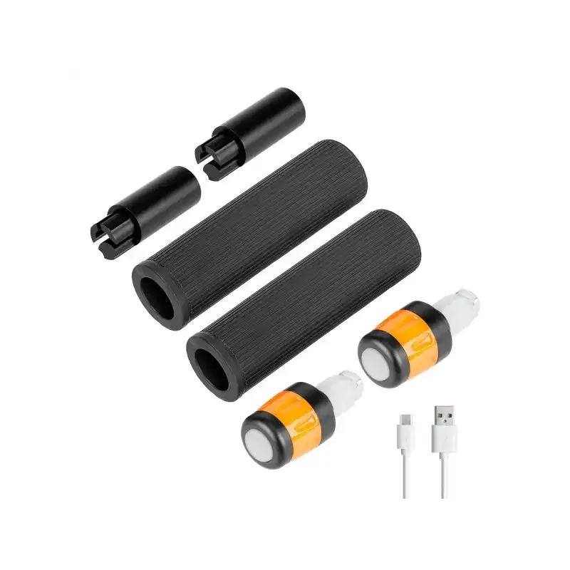 Ulip USB Chargeable Extender Silicone Grip Set With Light For M365 Pro Pro2 1S MI3 And Max G30 2nd Gen Electric Scooter Improve Riding Safety And Comfort (Black Extension Rod + Black Orange Light)