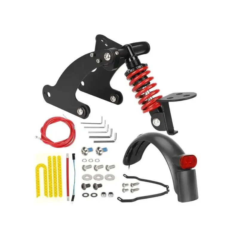 ULIP V2.0 Rear Suspension & Fender with Bracket and Taillight Kit for Xiaomi M365 1S Electric Scooter High Comfort Rear Shock Absorber Kit Widened Splash-proof Fender and Bracket and High-brightness Taillight Kit Rear Wheel Part Modified Suspension Kit