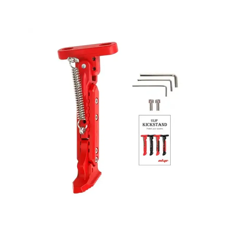 V2 Red Adjustable Aluminum Kickstand for Segway Ninebot ZT3 ZT3 Pro Xiaomi M365 1S Pro Pro2 Mi3 Electric Kickscooter Foot Support Side Stand Packing Rack Kickstand E-Scooter Side Parking Foot Support Replacement Parts