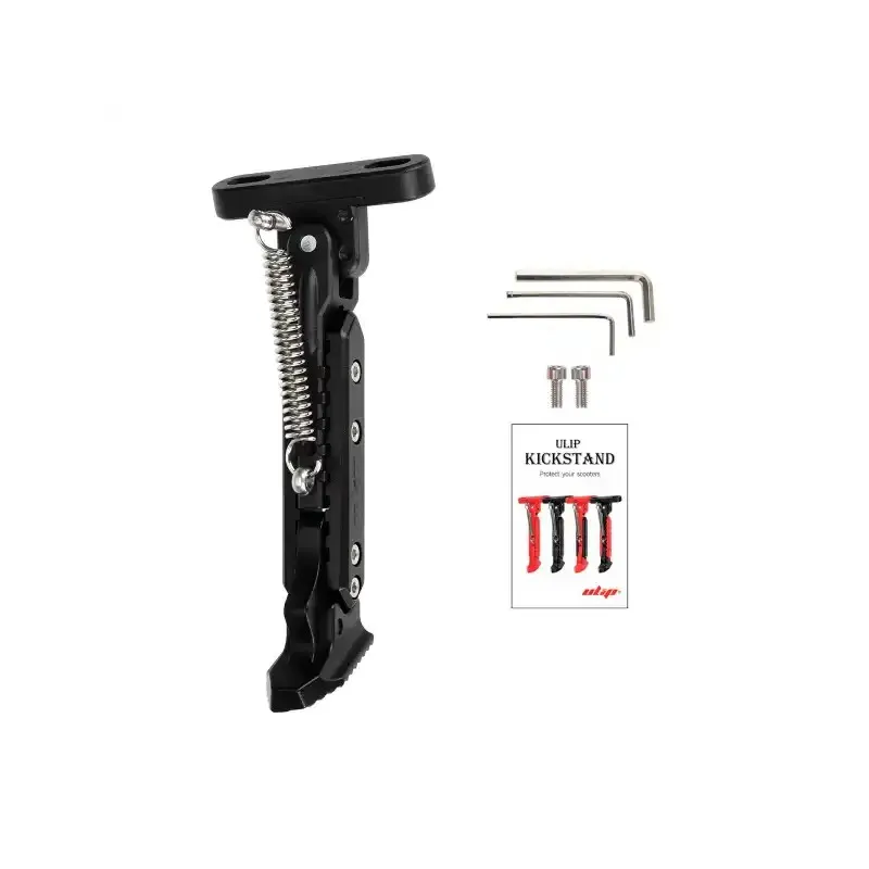 V2 Black Adjustable Aluminum Kickstand for Segway Ninebot ZT3 ZT3 Pro Xiaomi M365 1S Pro Pro2 Mi3 Electric Kickscooter Foot Support Side Stand Packing Rack Kickstand E-Scooter Side Parking Foot Support Replacement Parts