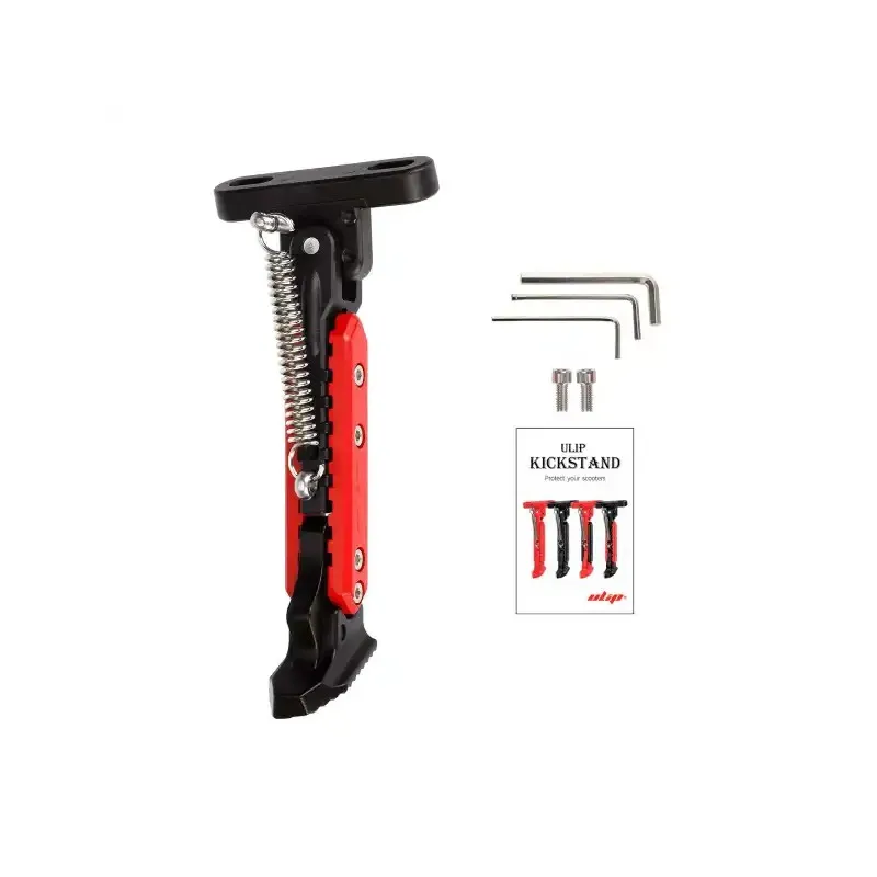 V2 Black-Red Adjustable Aluminum Kickstand for Segway Ninebot ZT3 ZT3 Pro Xiaomi M365 1S Pro Pro2 Mi3 Electric Kickscooter Foot Support Side Stand Packing Rack Kickstand E-Scooter Side Parking Foot Support Replacement Parts
