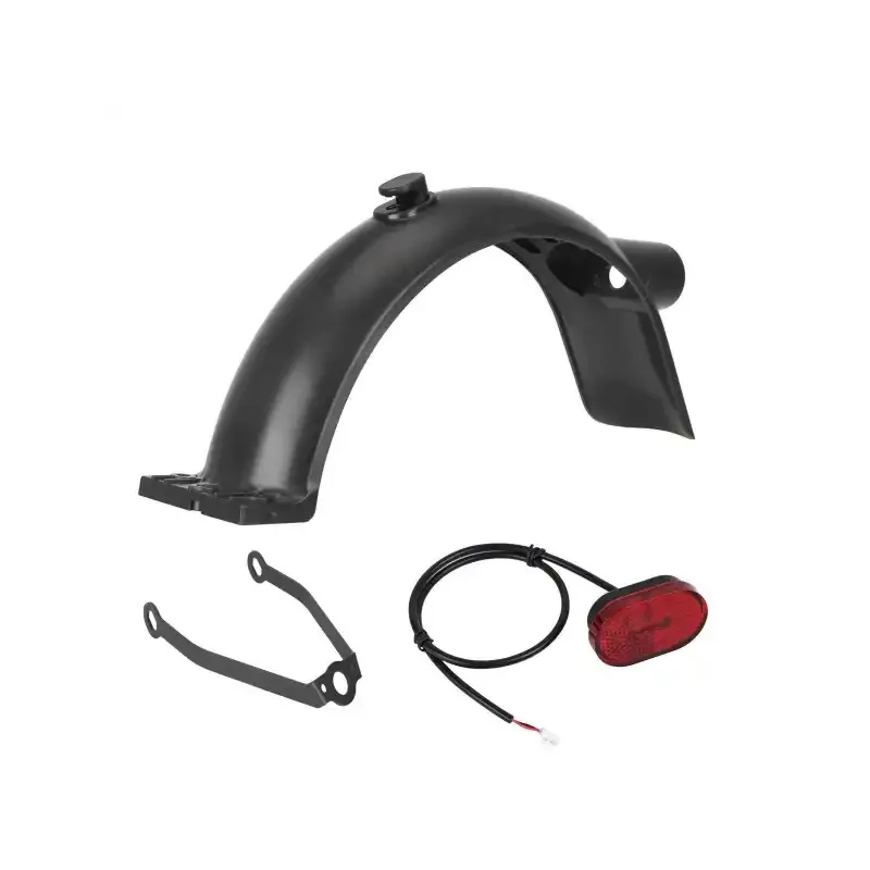 Black Xiaomi 4 Rear Mudguard with Taillight and Bracket Tire Waterproof Rear Mudguard Replacement Parts for Xiaomi 4 Electric Scooter Tire Splash Proof ABS Plastic Mudguard Protection Parts