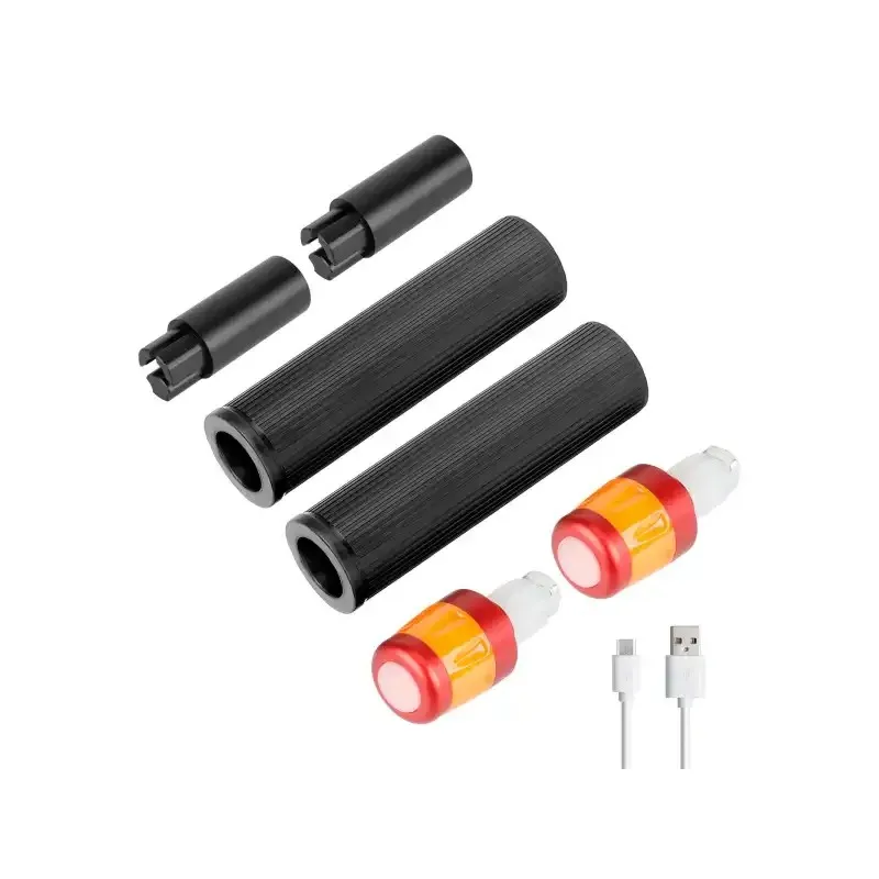 Ulip USB Chargerable Extender Silicone Grip Set with Light for Xiaomi and ES Scooters Extended Handlebar Plug Light Handlebar Crossbar Plug Light Turn Signal Light Safety Warning LED Light USB Charging and Silicone Handle Cover