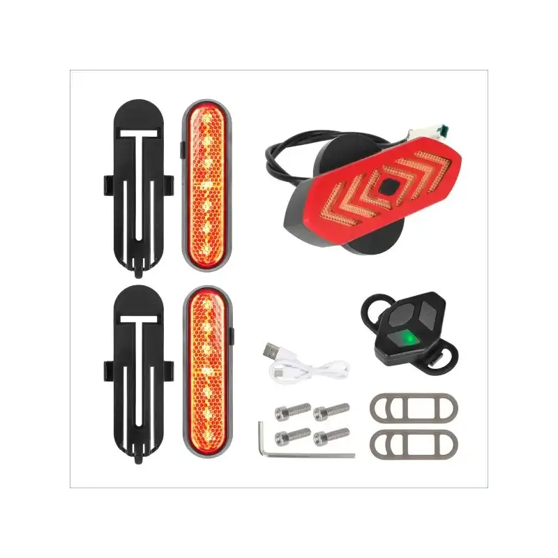 Ulip Red 2 Sets of Rechargeable Turn Signal Lights and 1 Set of Turn Signal Tail Lights with Remote Control for Xiaomi 4 Pro Scooter Light Accessories
