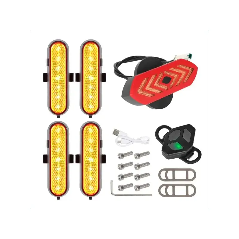 Ulip Yellow 4 Sets of Rechargeable Turn Signal Lights and 1 Set of Turn Signal Tail Lights with Remote Control for Xiaomi 4 Pro Scooter Tail Light Kit