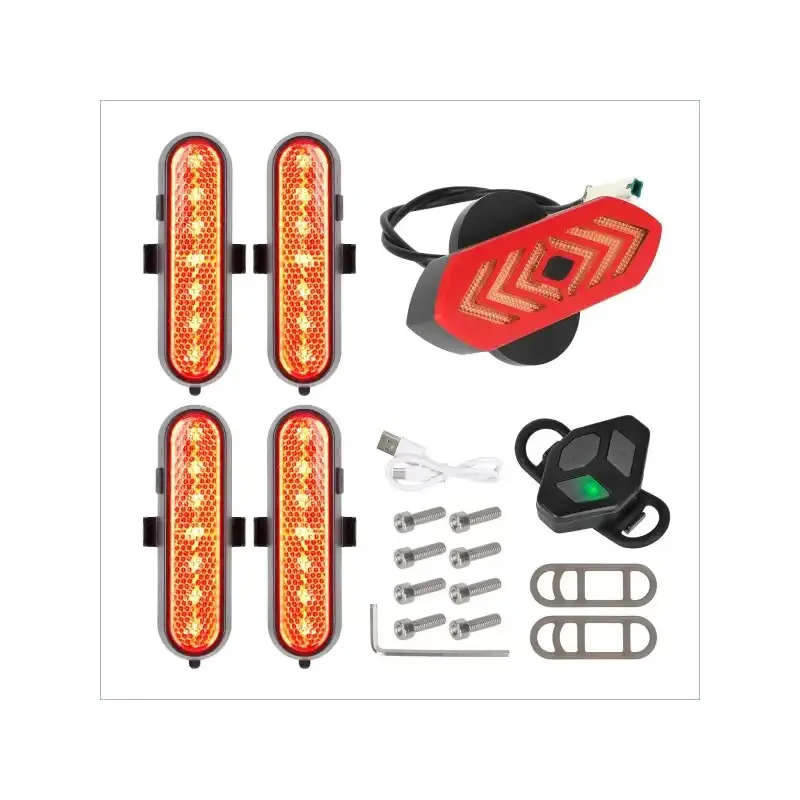 Ulip Red 4 Sets of Rechargeable Turn Signal Lights and 1 Set of Turn Signal Tail Lights with Remote Control for Xiaomi 4 Pro Scooter Tail Light Kit