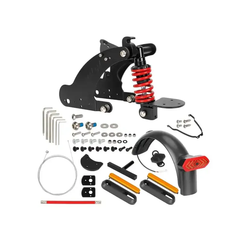 Ulip V4 Black-Red Rear Suspension with Turning light and Metal Bracket of Rear Fender for Xiaomi 4 Pro Electric Scooter Wheel Spring Damping Shock Absorber Suspension Kit Upgrade Rear Shock Replacement Kit