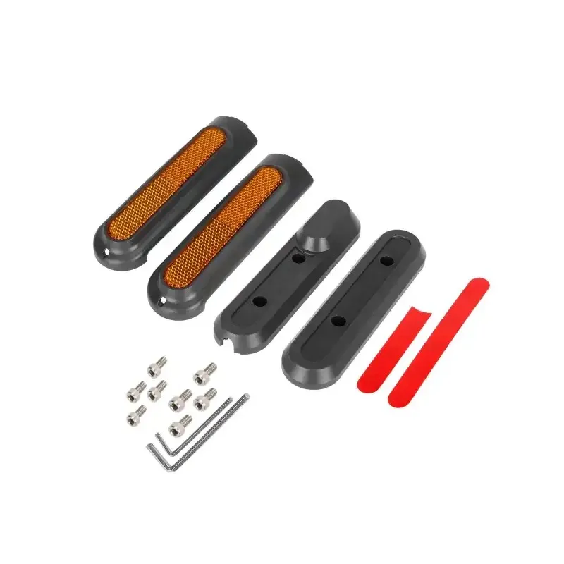 Gray Front and Rear Decorative Shells for Xiaomi 4 Pro Electric Scooter Front Wheel Decorative Cover and Rear Wheel Long Decorative Cover with Yellow Reflective Parts and Red Reflective Stickers Screw Accessories