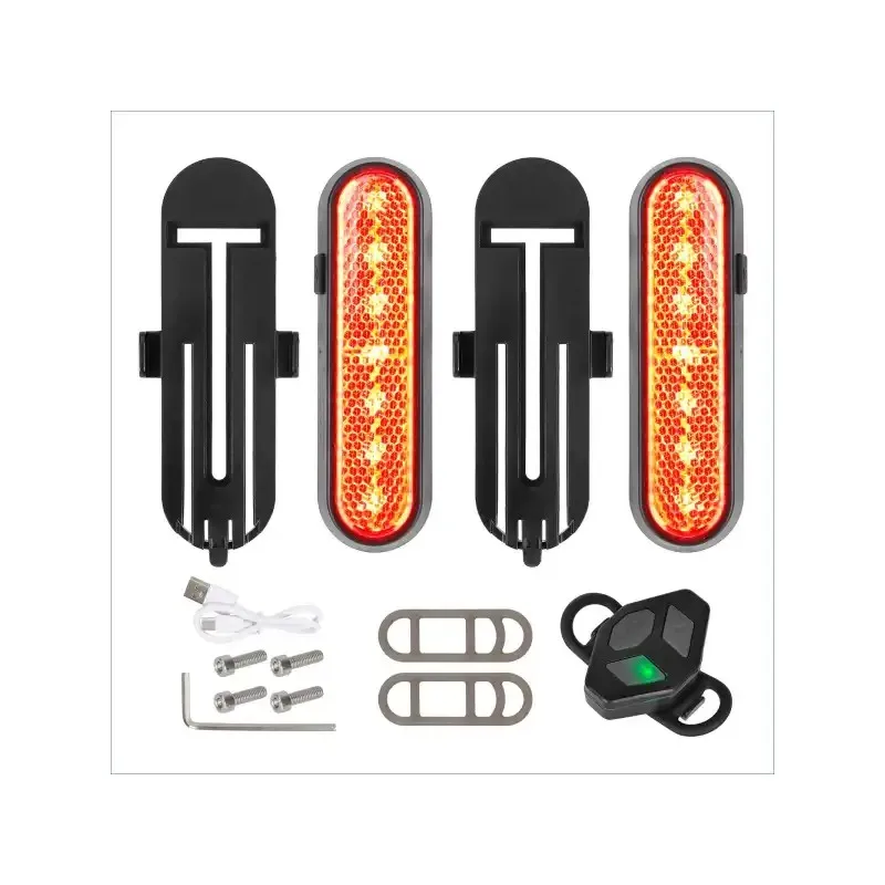 Ulip Red 2 Sets Rechargeable Turn Signal Lights With Remote Control Electric Scooter Turn Signal Decorative Cover Plastic One To Two Smart Remote Control Rechargeable Turn Signal Scooter Accessories