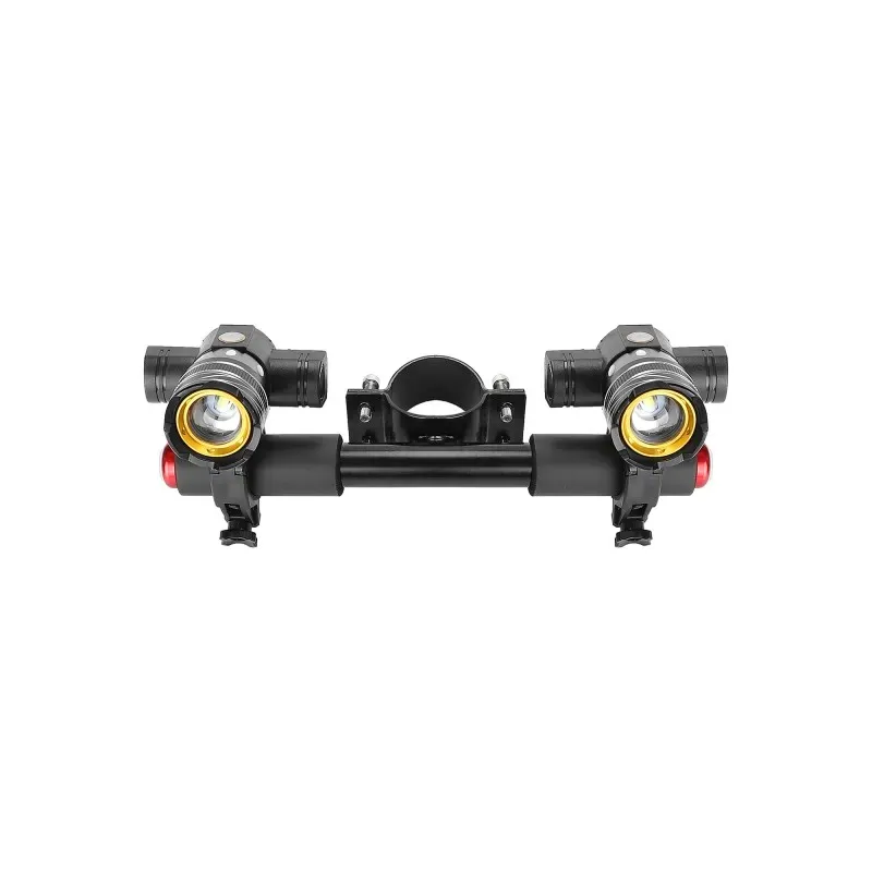 2 pcs XM-L T6 LED Headlight with Handlebar of ES Serial/G30 Max Serial Scooters Handlebar For Segway Ninebot ES1/ES2/ES3/ES4/ES5/G30 Max/Max G30 LP Electric Scooter and 2 pcs Zoomable 1200mAh Battery USB Rechargeable 150LM XM-L T6 LED Light Front Lamps