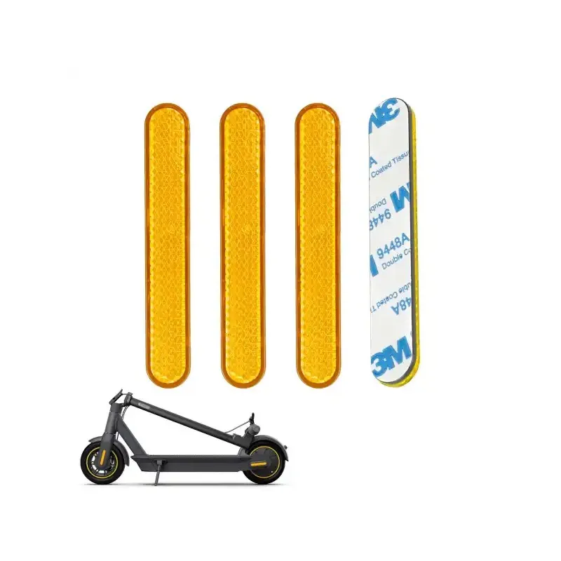 4 Pcs Yellow Segway Scooter G30 Max Reflective Strips Reflective Stickers Max G30 Plastic Cover Reflective Safety Stickers Front Rear Wheel Cover Waterproof Reflective Sticker For Ninebot Max G30 Electric Scooter Warning Dustproof Reflective Sticker
