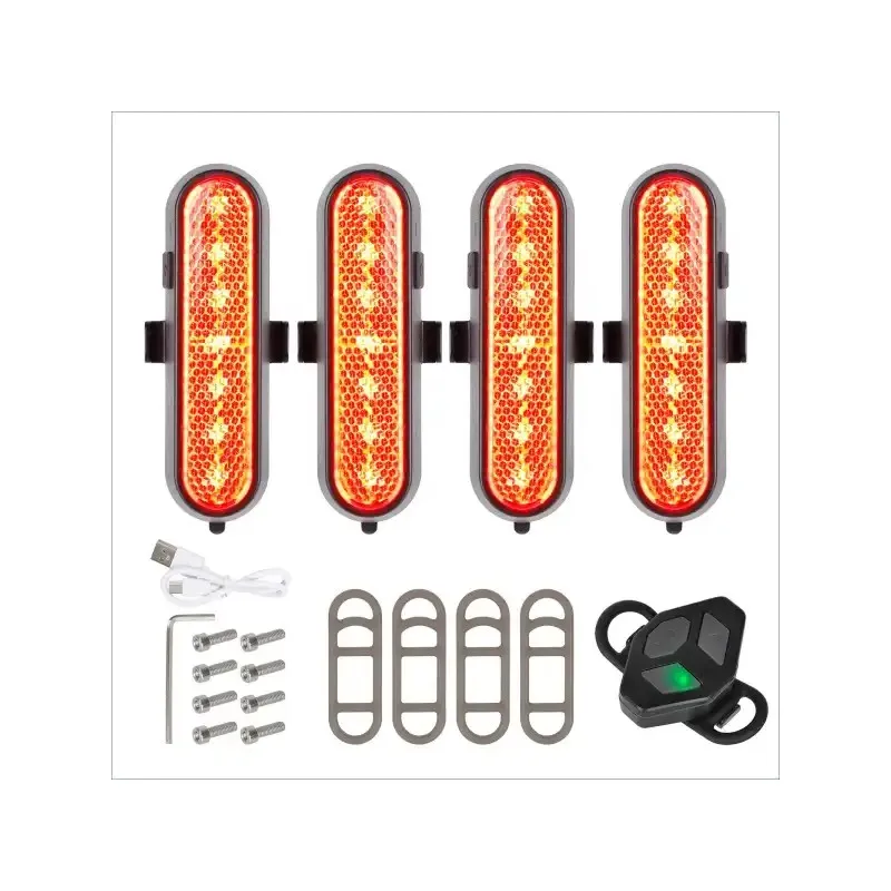 Ulip Red 4 Sets Of Rechargeable Turn Signal Light with Remote Control Fit for Almost All Of Scooters Bike e-Bike Waterproof Turn Signal Light With Remote Control Tail Light Led Electric Scooter Safety Light