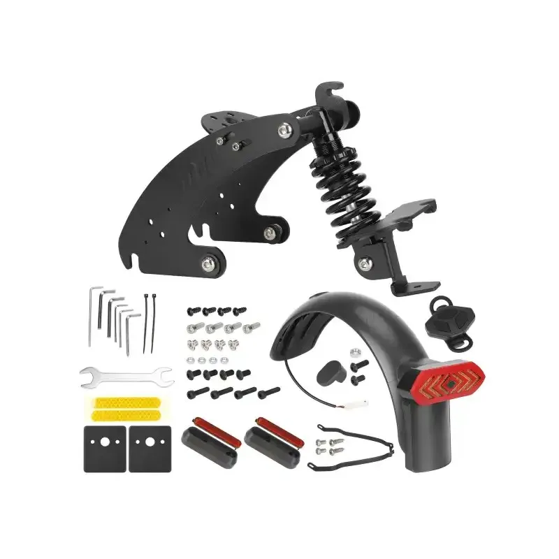 Ulip V4 Black Rear Suspension Upgrade Kit with Turning Light for Segway Ninebot Max G30 G30D G30LP G30E Electric Scooters with Rear Fender and Taillight Rear Shock Absorber with Rear Fender License Plate and Turning Signal Taillights