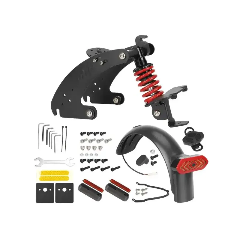 Ulip V4 Black-Red Rear Suspension Upgrade Kit with Turning Light for Segway Ninebot Max G30 G30D G30LP G30E Electric Scooters with Rear Fender and Taillight Rear Shock Absorber with Rear Fender License Plate and Turning Signal Taillights