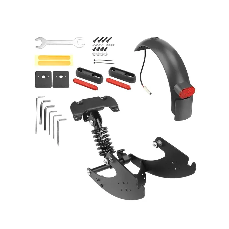 Black V2 rear suspension for G30 Max Scooter with PATENT Max G30LP/G30LE/G30E Rear Suspension Rear Shock Absorber with Rear Fender with License Plate and Enlarged Taillights