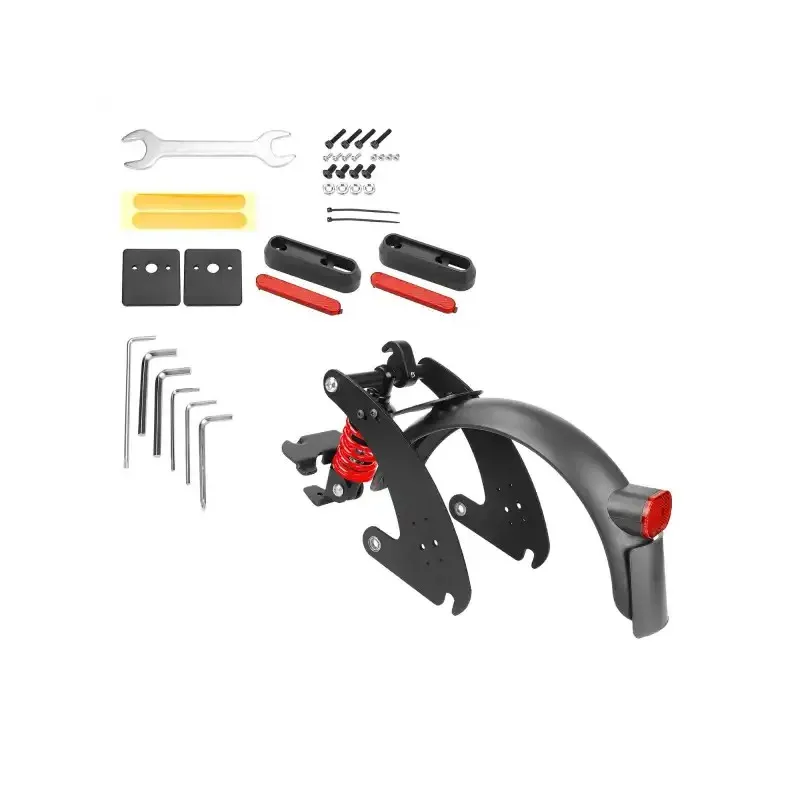 Black-red V2 rear suspension for G30 Max Scooter with PATENT Max G30LP G30LE G30E Rear Suspension Rear Shock Absorber with Rear Fender with License Plate and Enlarged Taillights