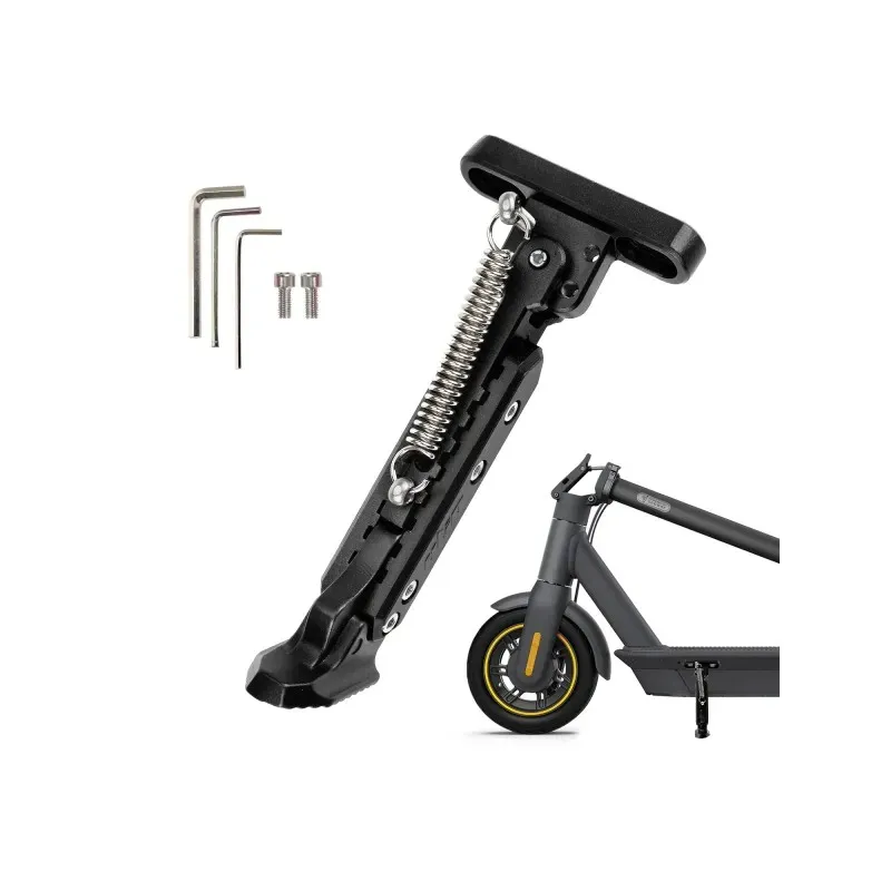 V2 Black Adjustable Aluminum kickstand for Segway Max G30 Kickstand Foot Support Side Stand Packing Rack Kickstand Parking Foot Support Stand For Ninebot Max G30 Kaabo Mantis 10 Vsett 9 Electric Scooter Adjustable Kickstand Accessories