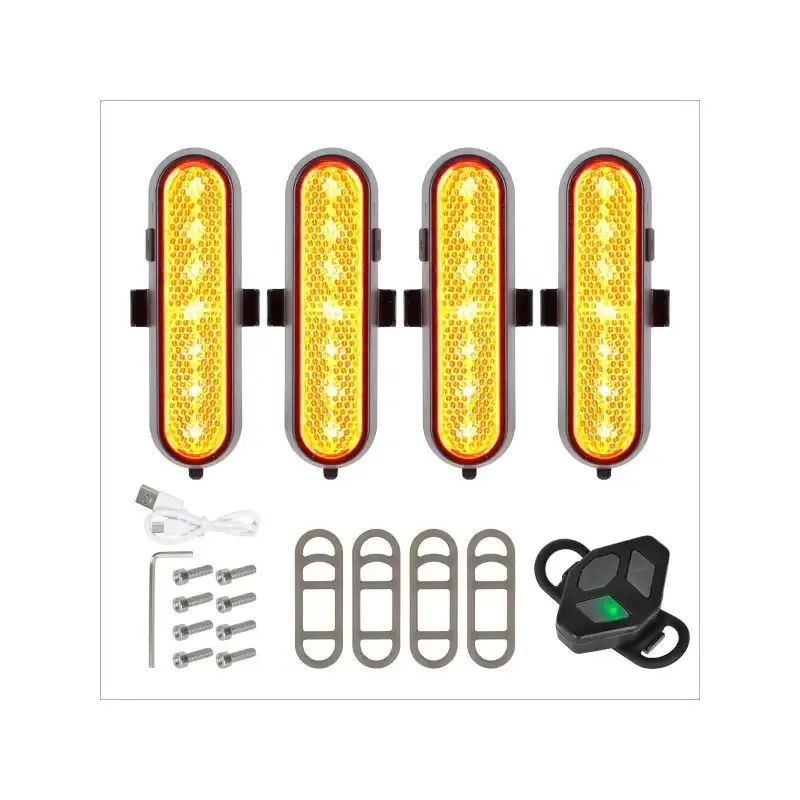 Ulip Yellow 4 Sets Of Rechargeable Turn Signal Light With Remote Control For Almost All Of Scooters Bike E-Bike Ulip E-scooter Indicator USB Rechargeable Rear Light Scooter Warning Rear Light with Remote Control For Xiaomi/Ninebot/Kaabo e Scooter
