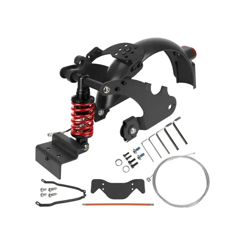 Black-Red V2 Rear Suspension for Segway Ninebot F20 F25 F30 F40 Scooters F Series F20 F25 F30 F40 Rear Shock Absorber Tail Shock Absorber Modification Parts Spring Shock Absorber with Fender Light and Bracket