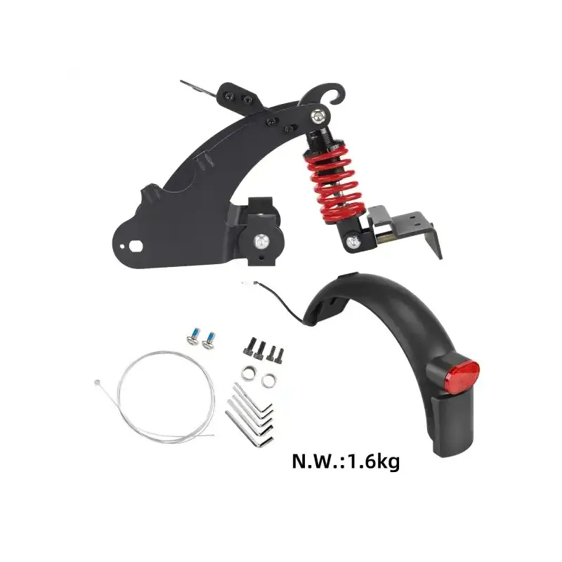 Black-red Rear Suspension for Segway Ninebot F20 F25 F30 F40 Scooters F Series F20 F25 F30 F40 Rear Shock Absorber Tail Shock Absorber Modification Parts Spring Shock Absorber with Fender and Light
