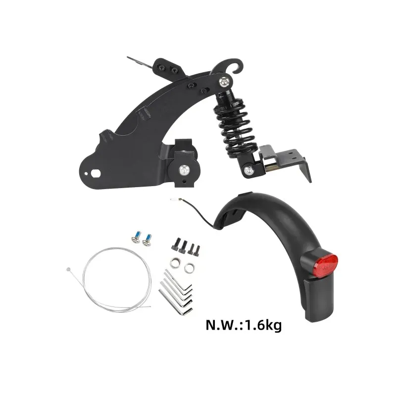 Black Rear Suspension for Segway Ninebot F20 F25 F30 F40 Scooters F Series F20 F25 F30 F40 Rear Shock Absorber Tail Shock Absorber Modification Parts Spring Shock Absorber with Fender and Light