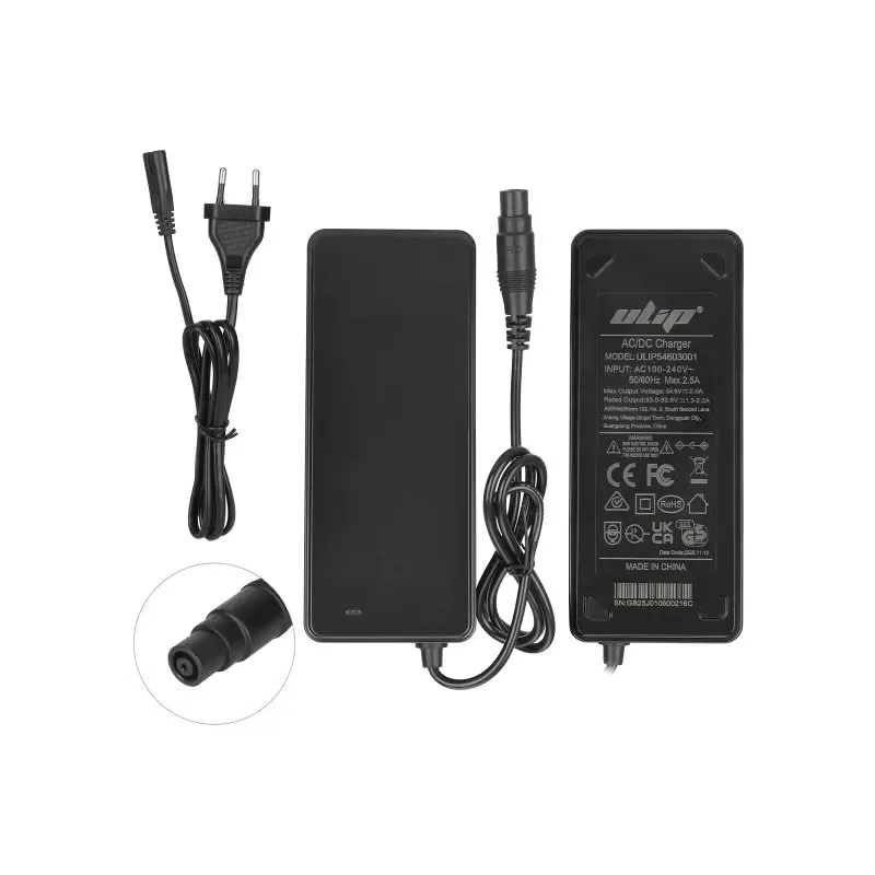 Ulip 53.6V/54.6V 2A Charger with Xiaomi O connector and EU Plug for Xiaomi 4 Pro Plus/4 Pro Max/Ninebot G3 F3 GT3 ZT3 Electric Scooter Power Supplier Adaptor