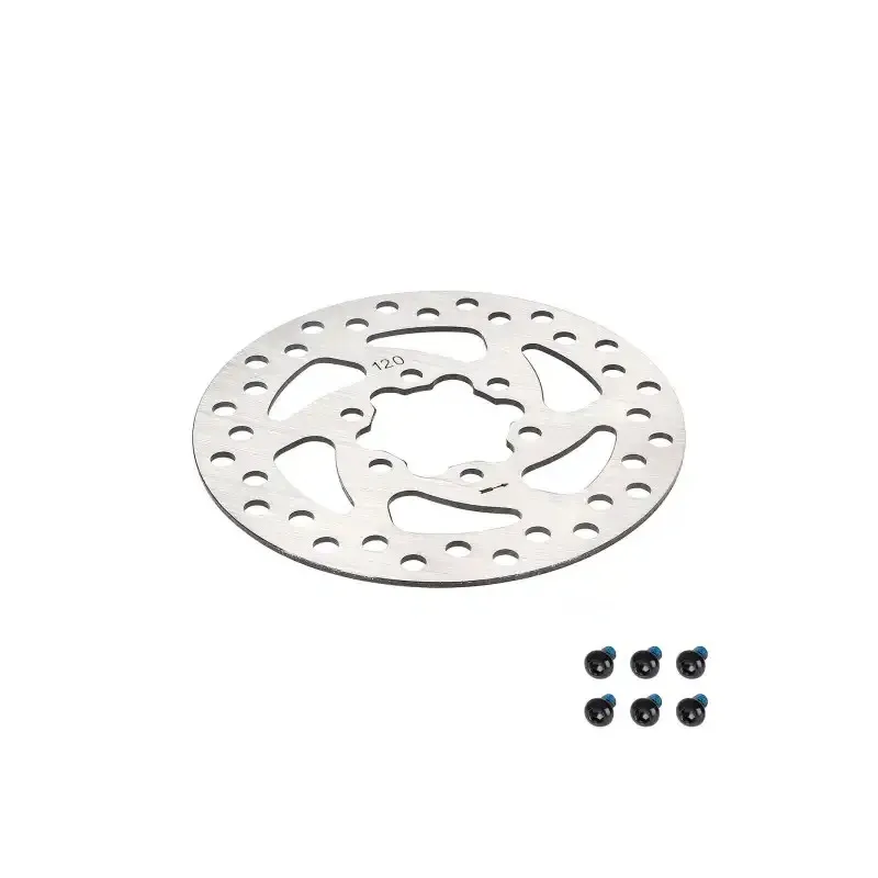 120mm Brake Disc with 6 Holes Diagonal 44mm Rake Stainless Steel Disc With 6 Screws for Kukirin G2 Pro DB NIU KQi3/KQi3 MAX/PRO KQi3 Segway Ninebot F3/G3/ZT3 Disc Brakes Sport Electric Scooter 120MM Brake Disc Accessories