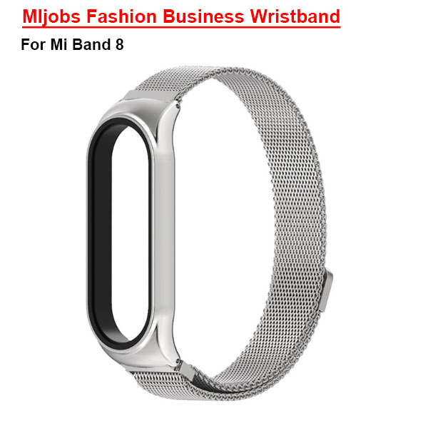  silver MIjobs Fashion Business Wristband For mi band 8  