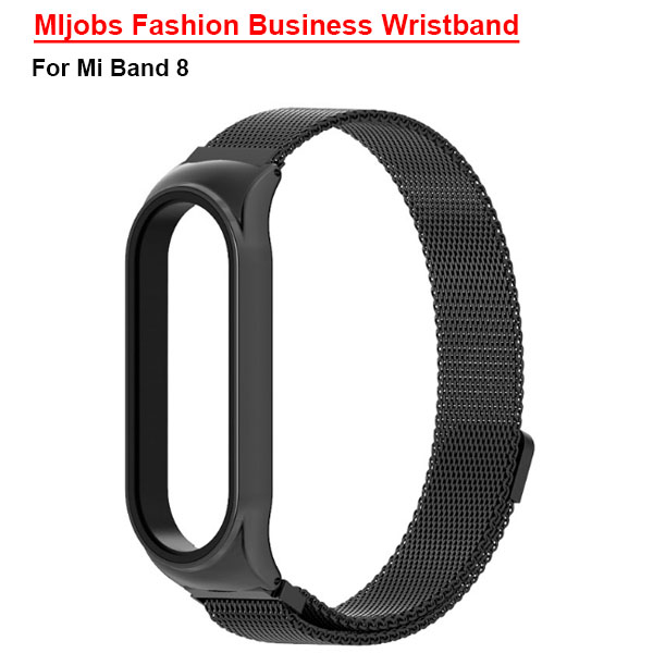 Black MIjobs Fashion Business Wristband For mi band 8	