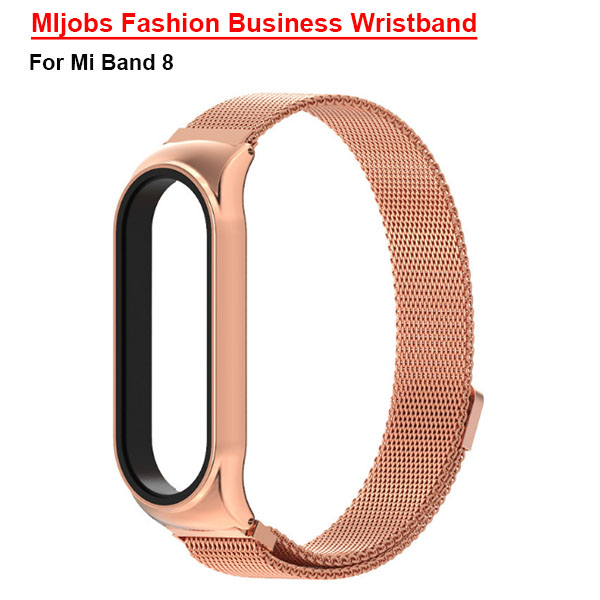 rose gold MIjobs Fashion Business Wristband For mi band 8	