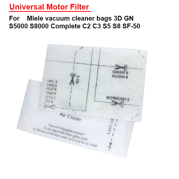  Universal Motor Filter For Miele vacuum cleaner bags 3D GN S5000 S8000 Complete C2 C3 S5 S8 SF-50 