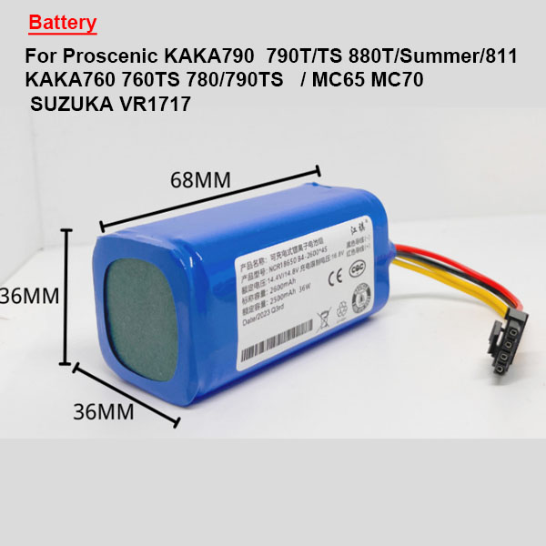  Battery  For Proscenic KAKA790  790T/TS 880T/Summer/811 KAKA760 760TS 780/790TS   / MC65 MC70   SUZUKA VR1717 